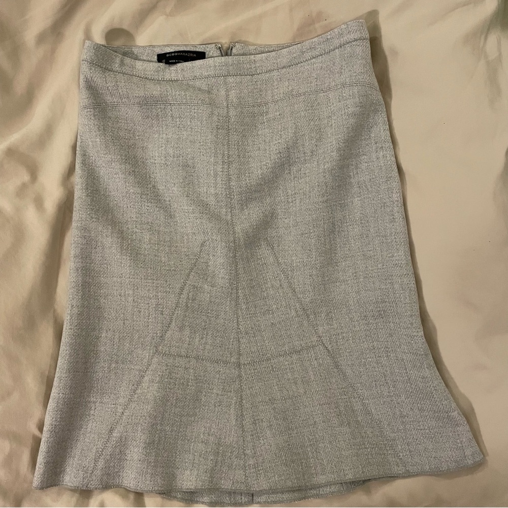 BCBG MaxAzria 100% Wool Grey Gray Tulip Flare Skirt